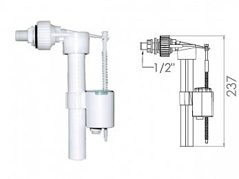 Поплавочный клапан  боковой подачи воды, 1/2, пл. резьба, AV Engineering